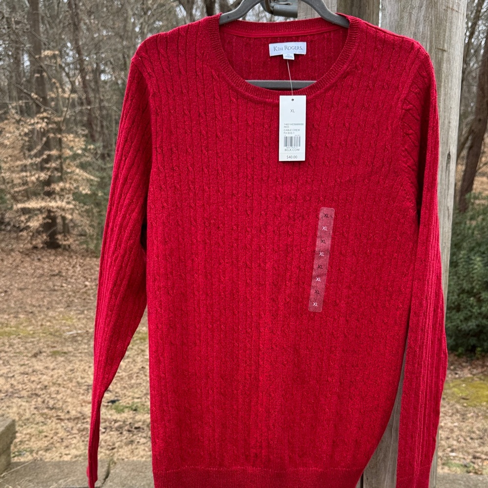 Kim Rogers Rich Red cable crew neck Sweater